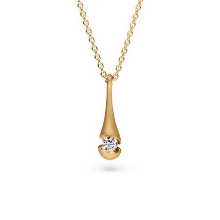114 CALD3 10, Calla Anhänger, Geldgold, 0,10ct