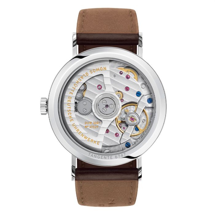 NOMOS Tangente Neomatik Doré, 192 - Glasboden mit Blick auf das Werk